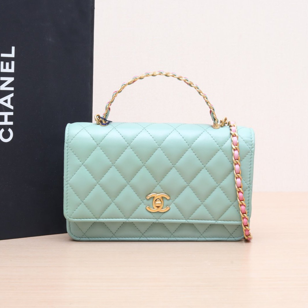99新 Chanel/香奈儿 小花姑姑 23P CF手提WOC 19.5cm 皮革C芯片开