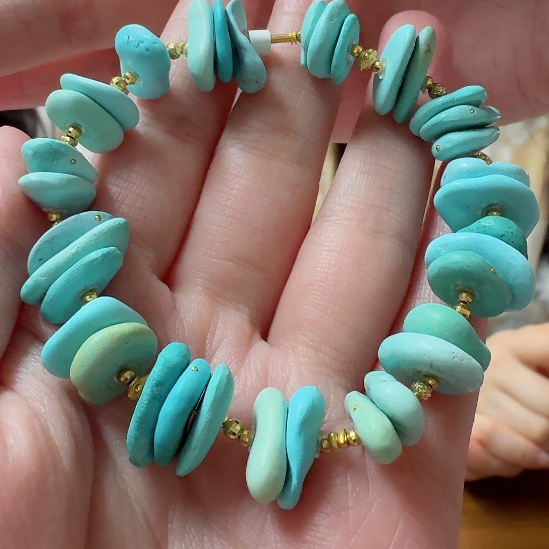 绿松石珠宝奇石18K金镶嵌