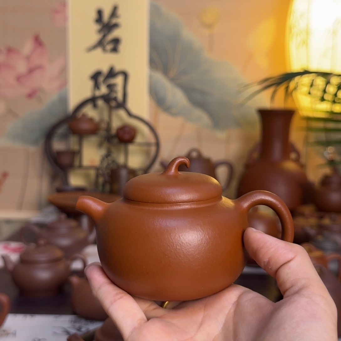 茶壶紫砂䩏*原矿朱泥茄瓜