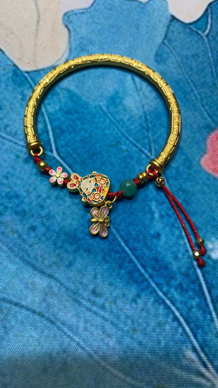 铜合金珐琅手镯 铜合金古法～招财纳福～兔手镯