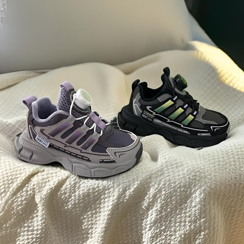 儿童新款冬季加绒二棉男童女童时尚潮款防滑休闲纽扣运动鞋2536