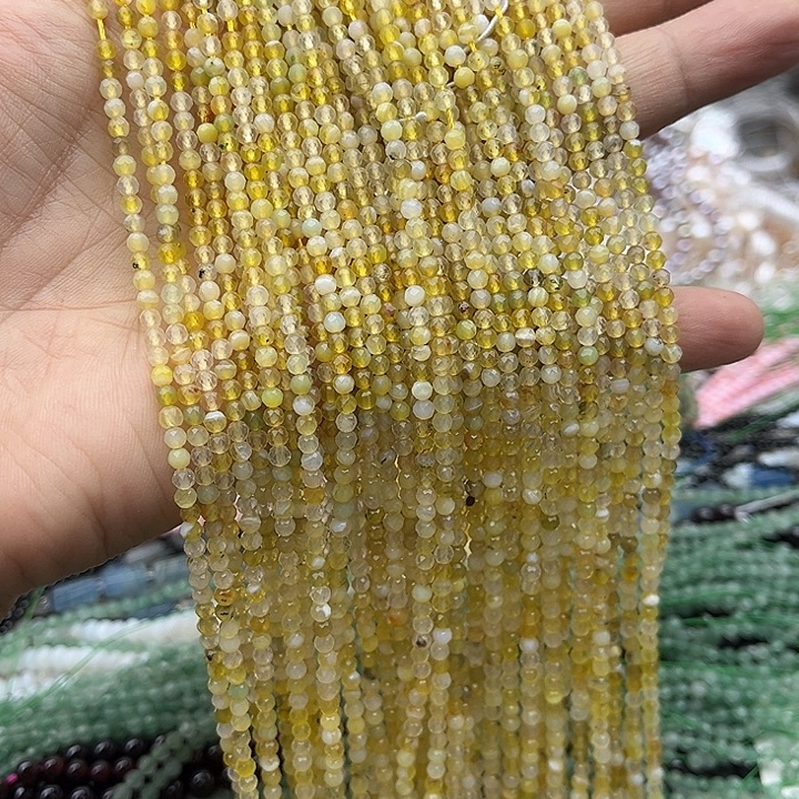 玛瑙/玉髓未镶嵌珠宝半成品一条3mm左右黄澳宝刻面