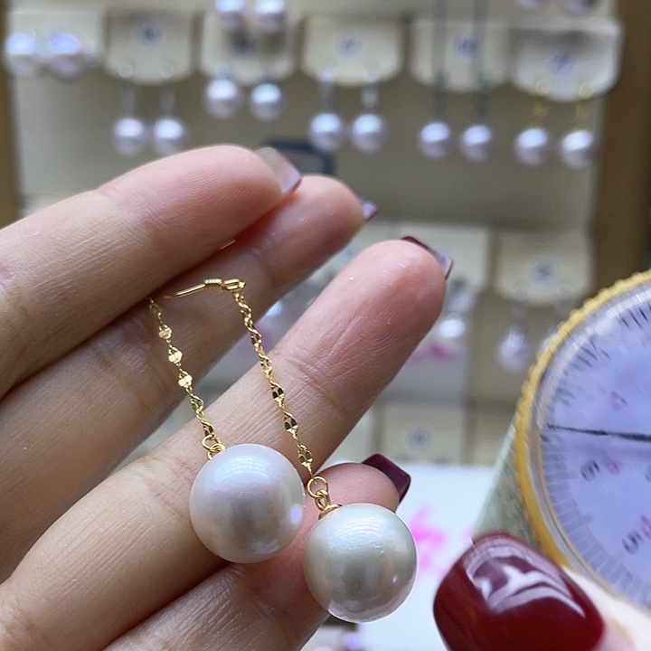 淡水珍珠耳饰银S925镶嵌