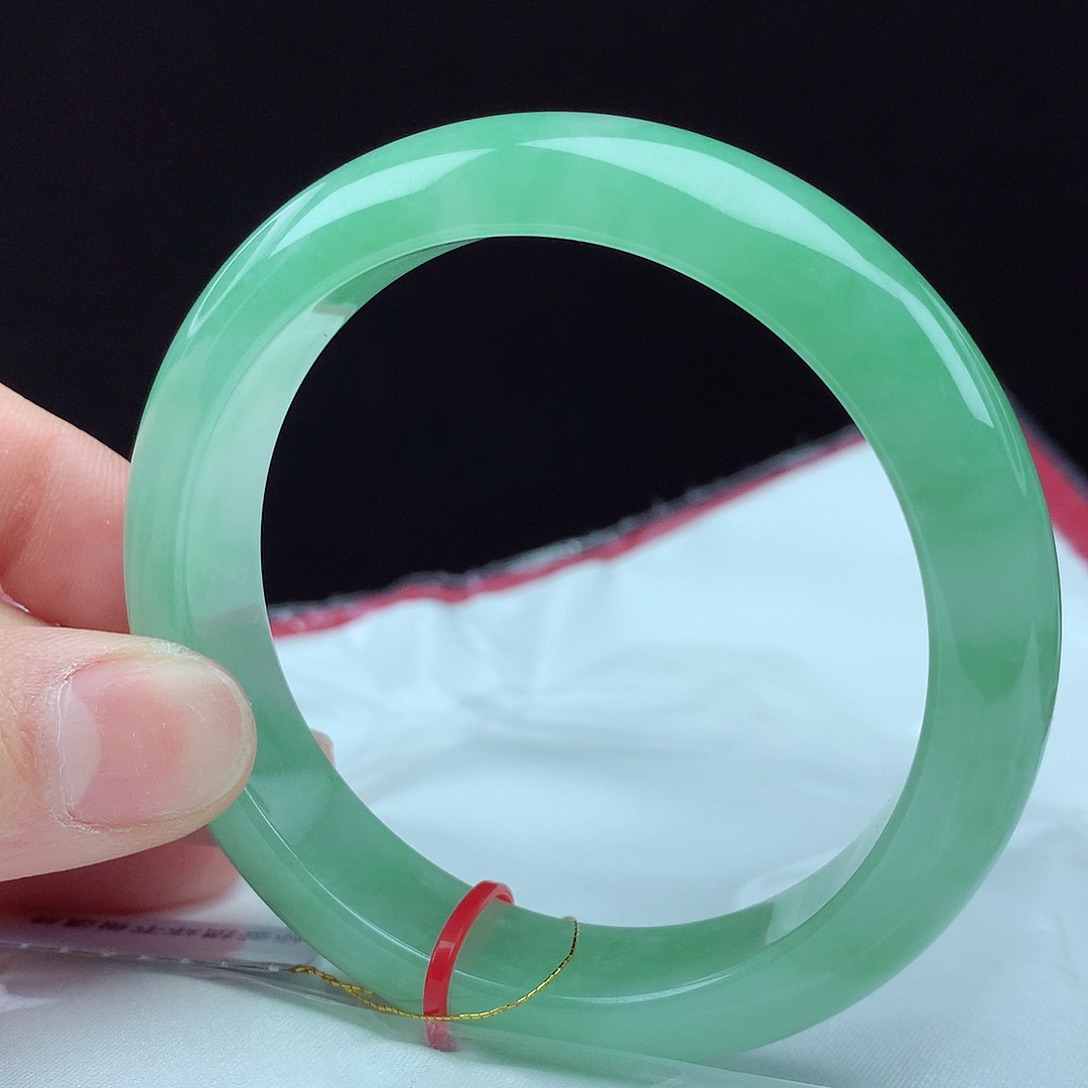 翡翠手镯未镶嵌落***梅57圈0019宽版