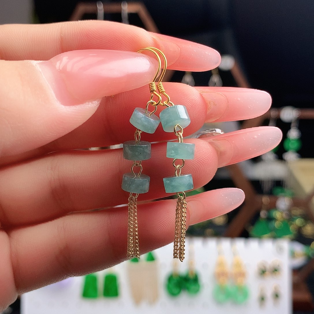 翡翠耳饰银S925镶嵌耳饰