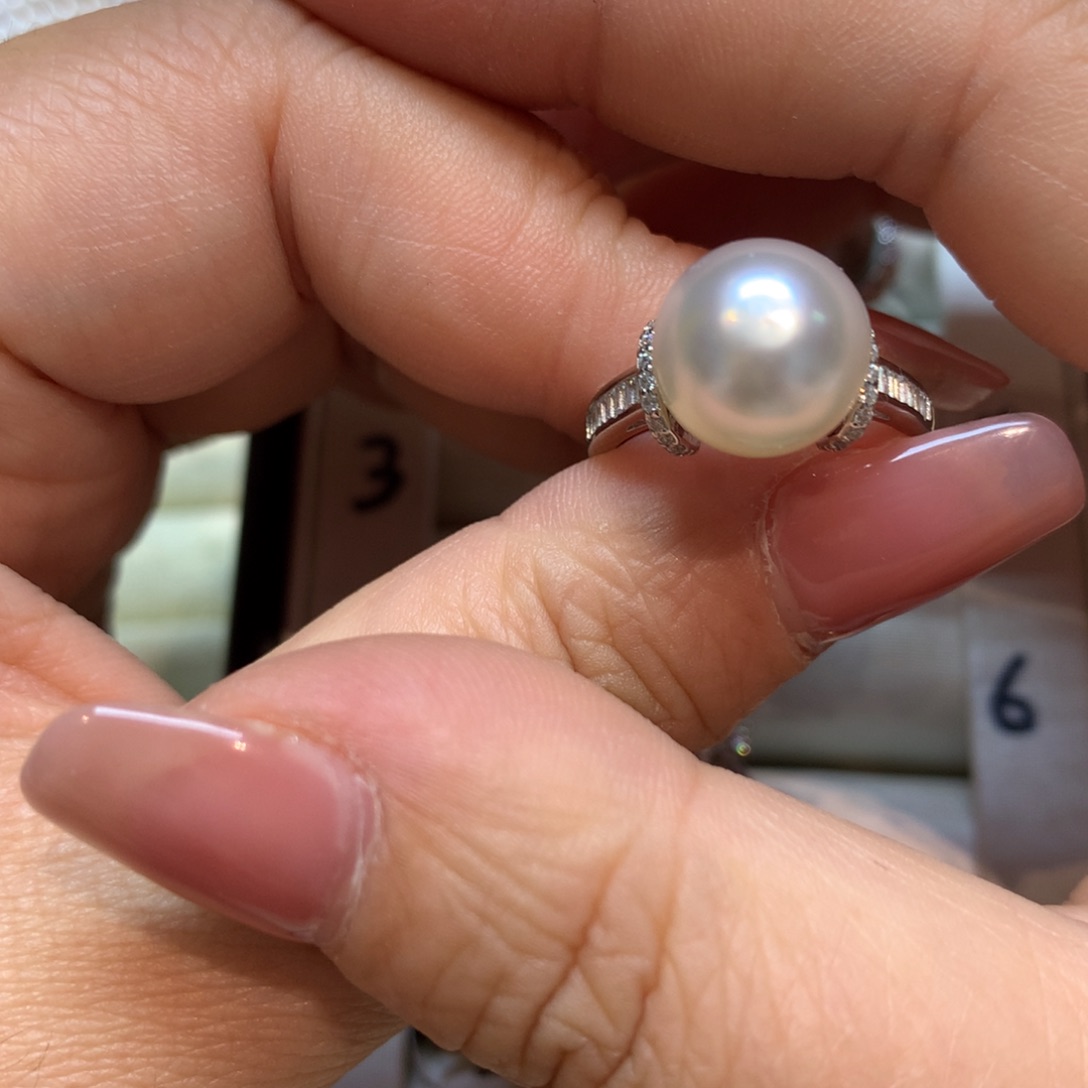 海水珍珠戒指银S925镶嵌