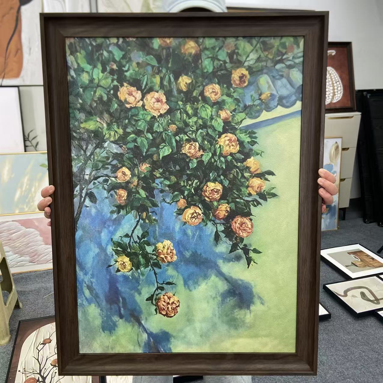 JA54莫奈窗边花语印象派装饰画适合美式玄关餐厅装饰画60-80