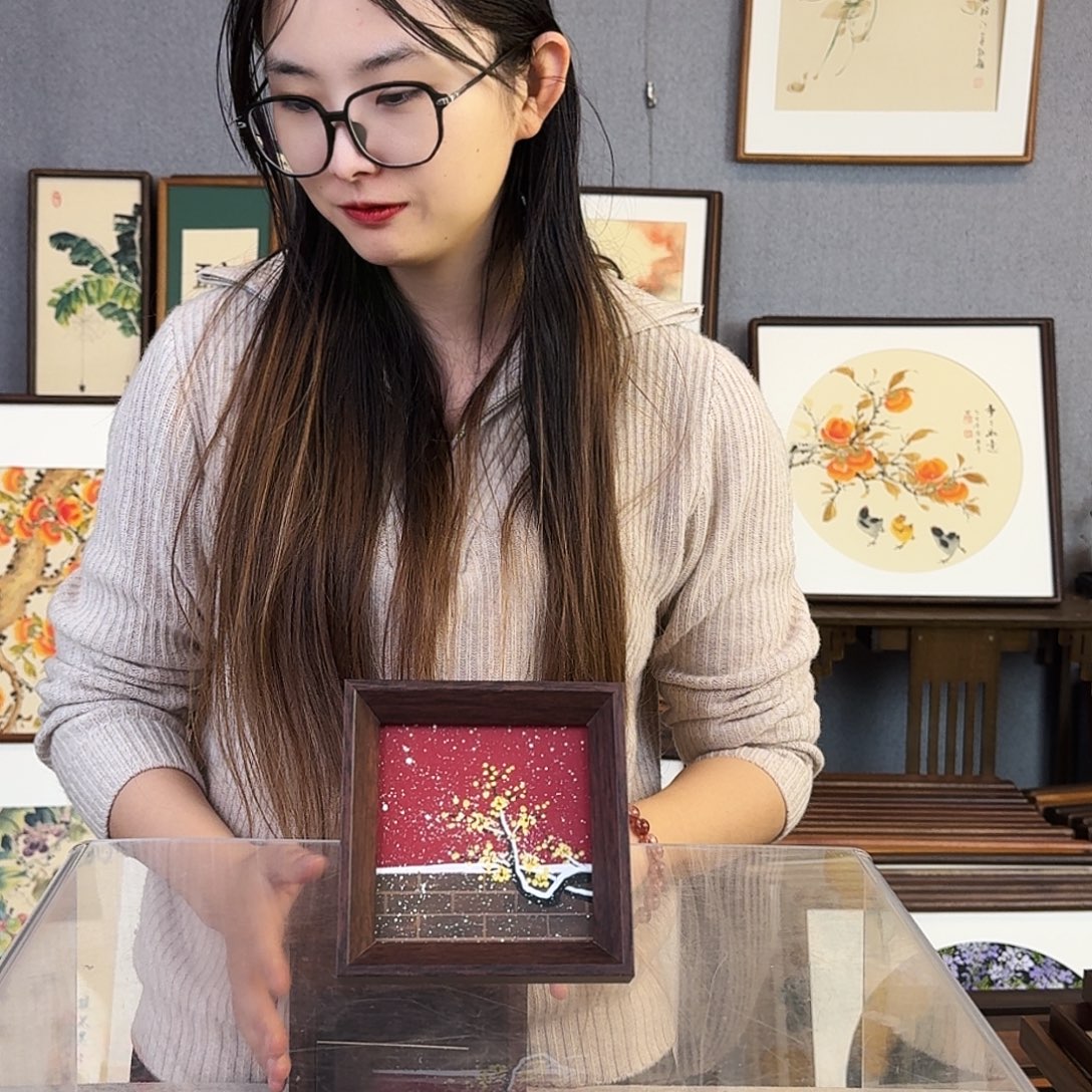 书法纯手绘，纯手写带框尺寸：12×12厘米