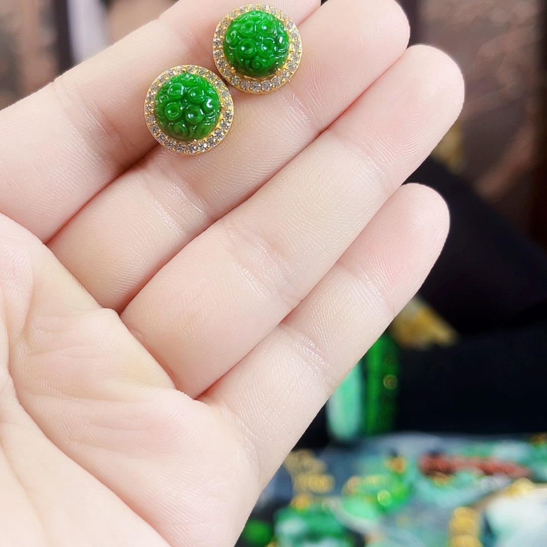 翡翠银S925镶嵌颈饰耳饰