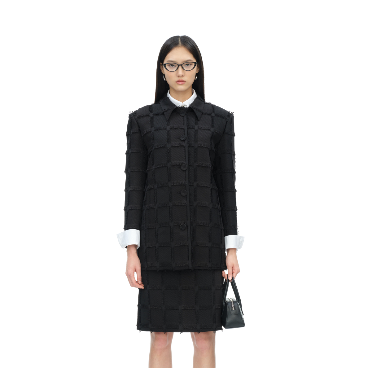 TSOUL 【YIRANTIAN】黑色翻领流苏夹克