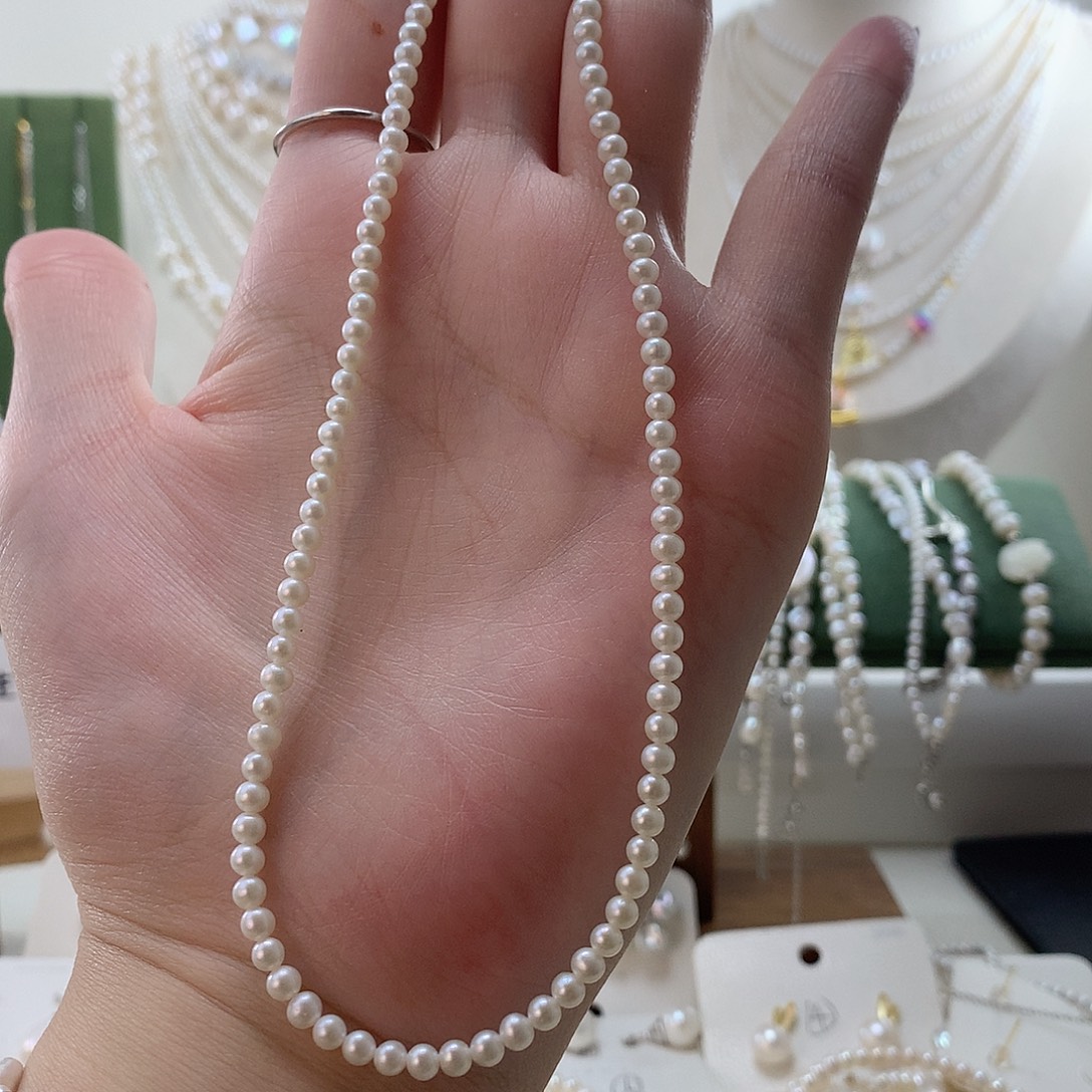 D***F淡水珍珠颈饰银S925镶嵌3-3.5