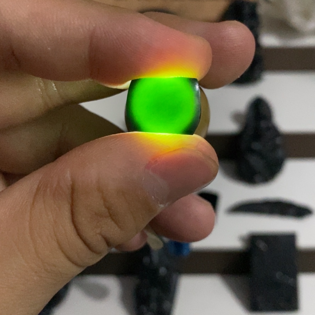 定制翡翠未镶嵌天然A货墨翠马鞍戒