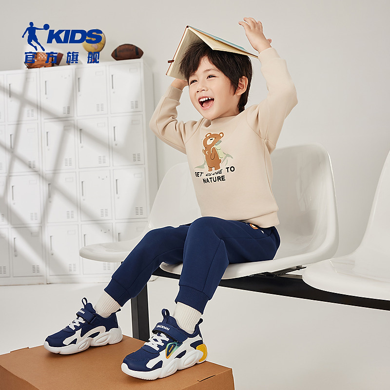 乔丹童鞋儿童运动鞋男小童新款2025春秋网面透气休闲鞋子男童