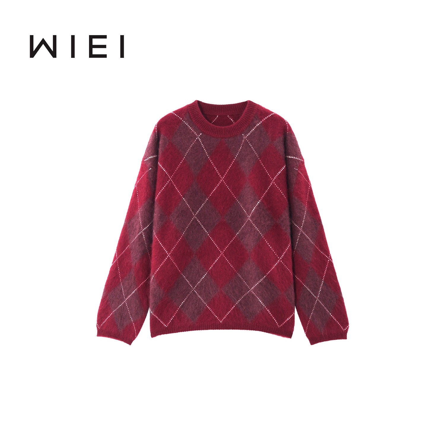 《WI EI》100%绵羊毛拉绒*英伦风格调感圆领宽松针织衫W25309142