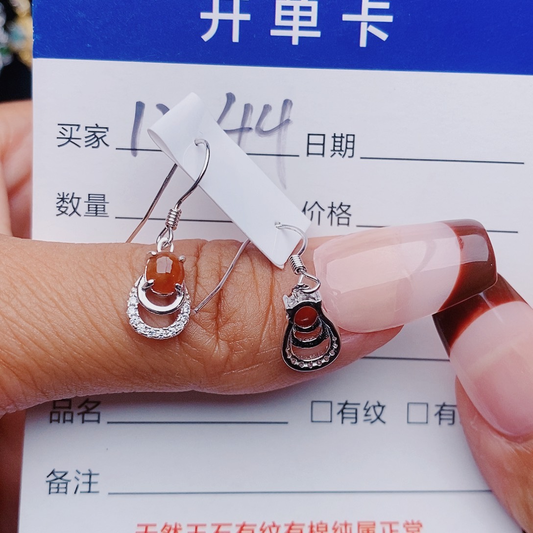 翡翠戒指银S925镶嵌耳饰