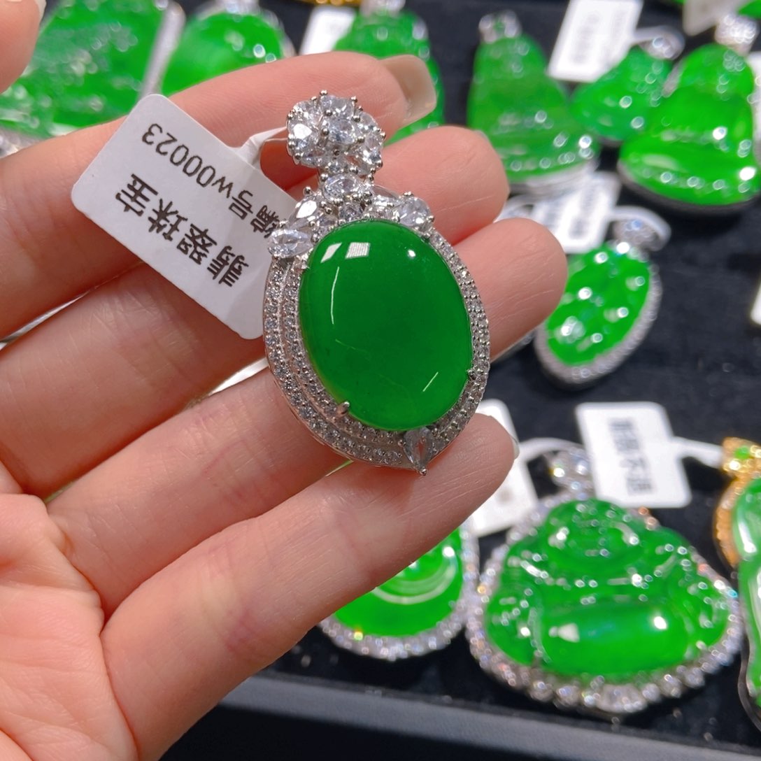 翡翠吊坠(不含链)银S925镶嵌