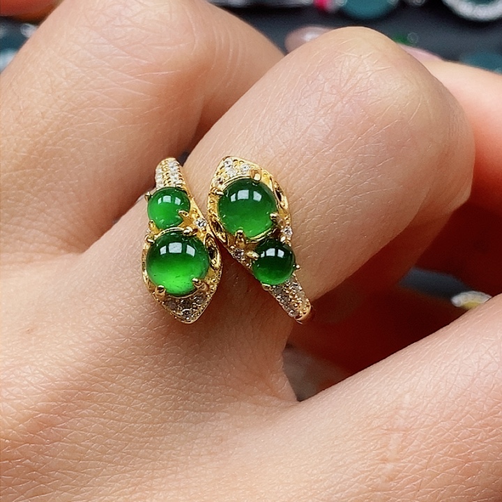 翡翠戒指银S925镶嵌戒指