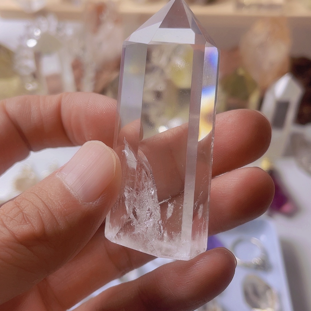 石材白水晶柱打磨件50克
