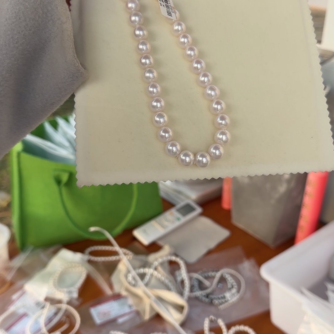 淡水珍珠颈饰银S925镶嵌10-11无核极光镜面正圆无暇炫冷白