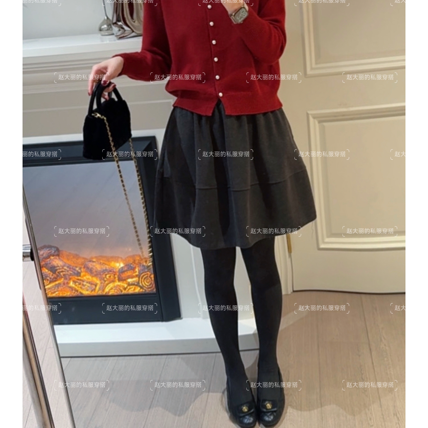 老赵服饰 高腰花苞毛呢显瘦A字半身裙21AU5272