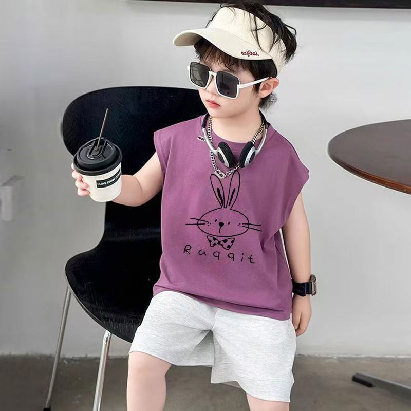 男童夏装圆领卡通背心2025夏季新款中小童宝宝休闲无袖上衣儿童