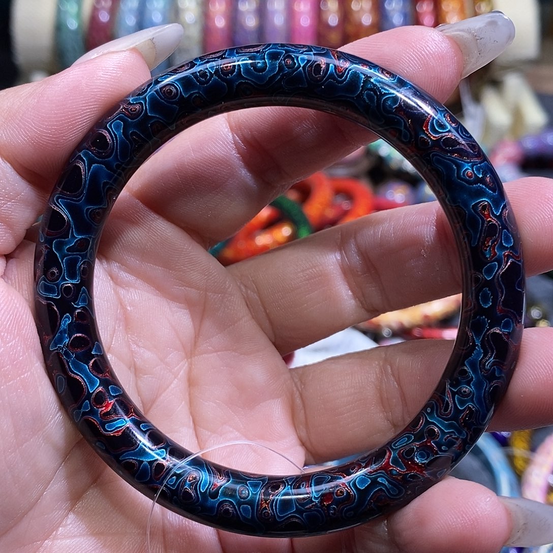 用***7漆宸阁大漆珠手镯蓝