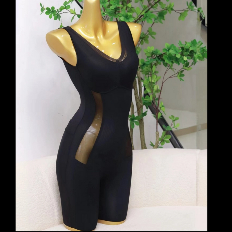 剀剀莉 （暗夜女神单件）玻色因黑绷带V领连体衣蕾丝肩带软塑衣8831