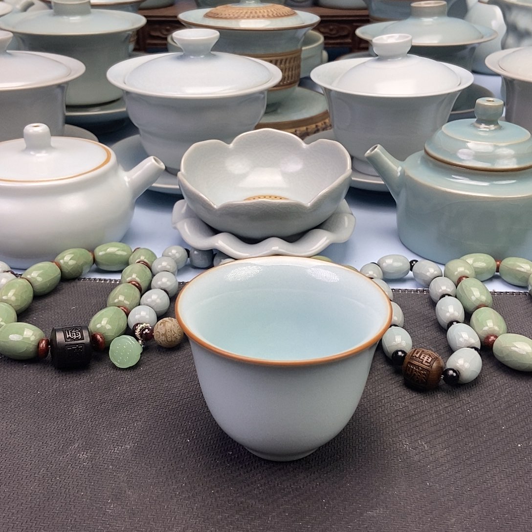 杯微瑕天青铃铛杯原矿原釉原产地