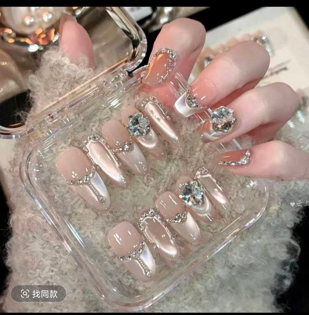 【苍山赴雪】高级轻奢纯欲百搭显白猫眼纯手工可拆卸穿戴美甲贴片
