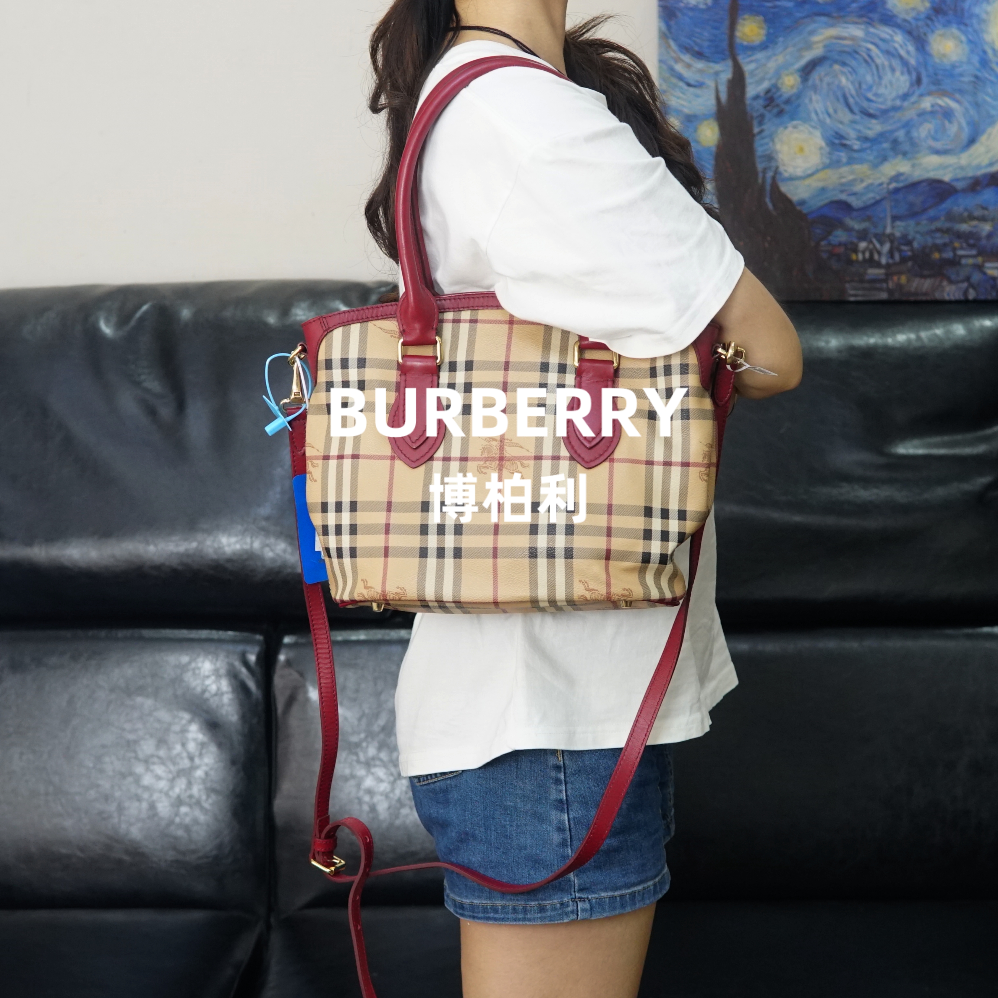 95新 BURBERRY/博柏利 巴宝莉/格纹贝壳包/AR06815001/5001