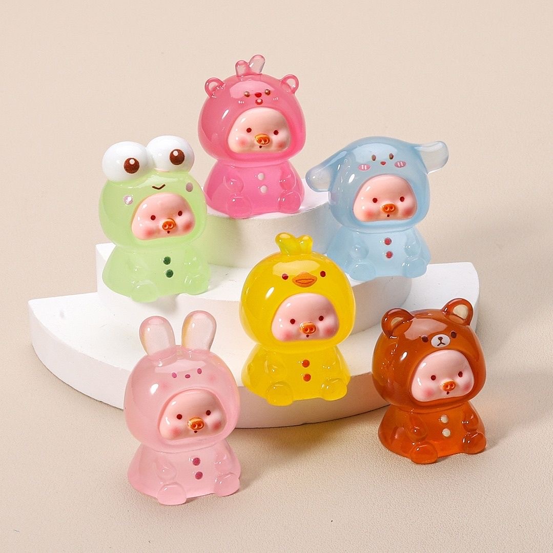 【夜光动物猪】可爱卡通神器夜光小猪立体diy饰品小摆件树脂配件