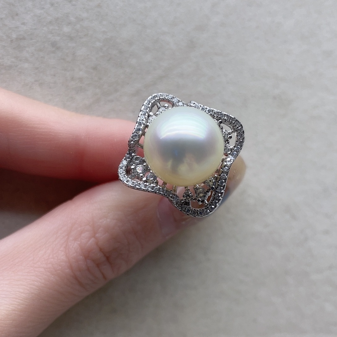 银S925镶嵌戒指113海水珍珠