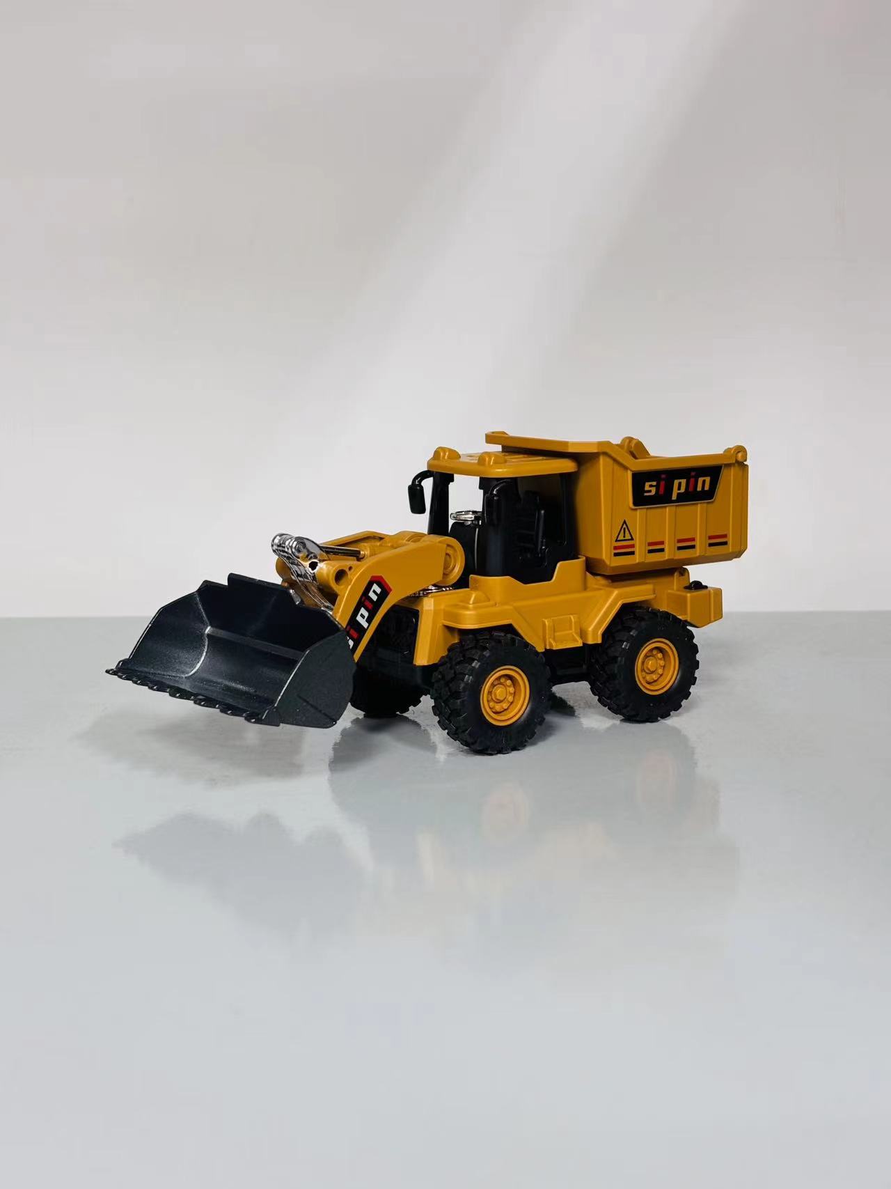 合金推土翻斗车工程惯性模型车