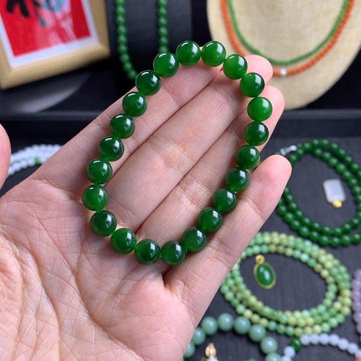 和田玉（碧玉）手链未镶嵌夜**华