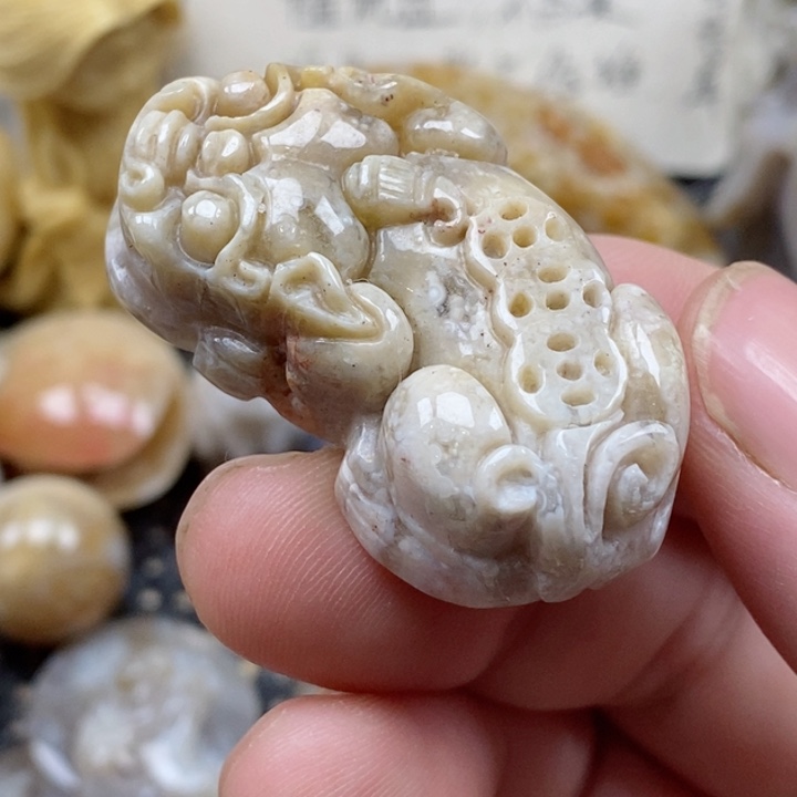 颈饰未镶嵌硅化珊瑚（珊瑚玉）