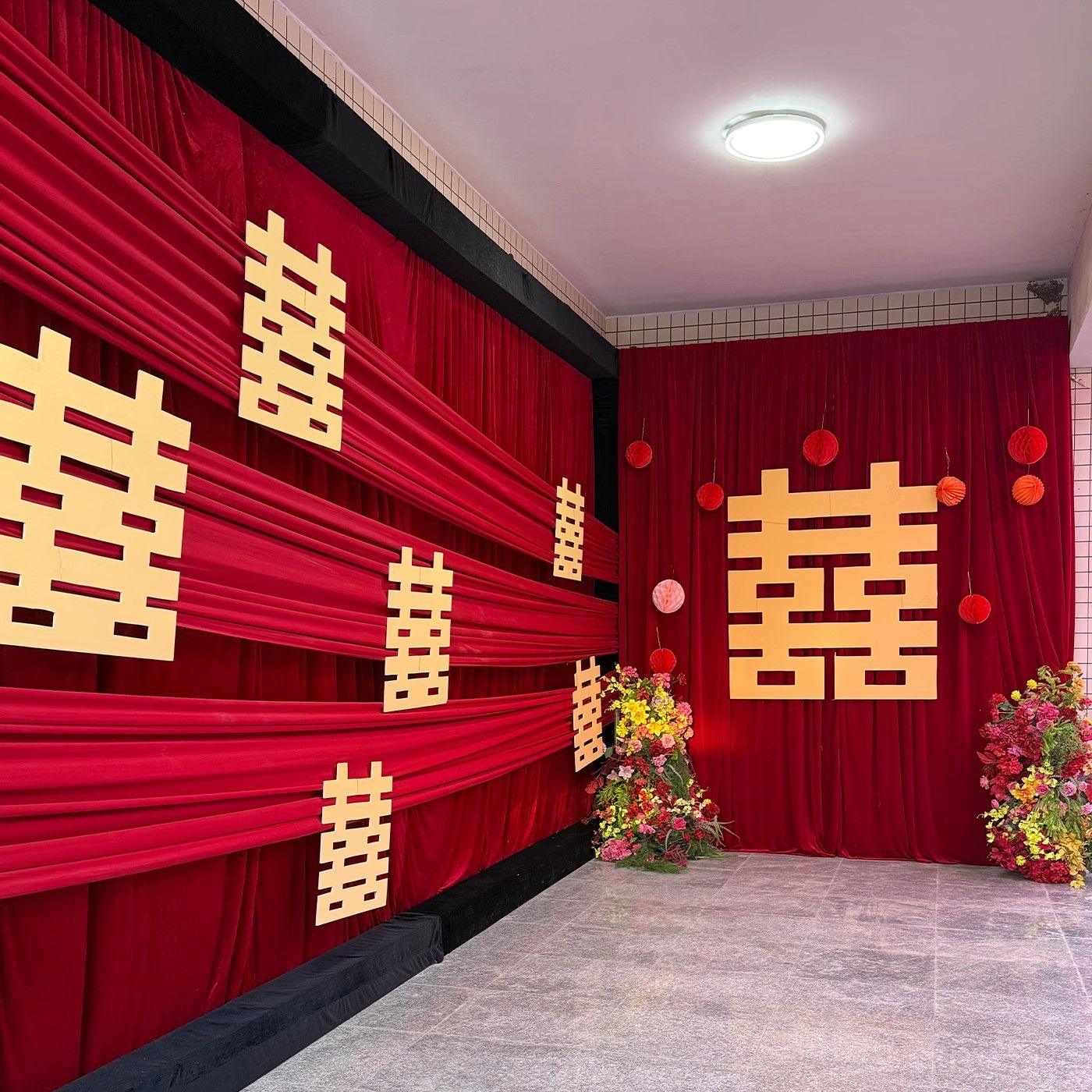 结婚喜字农村庭院子氛围感婚房女方布置套装订婚装饰婚礼婚庆现场