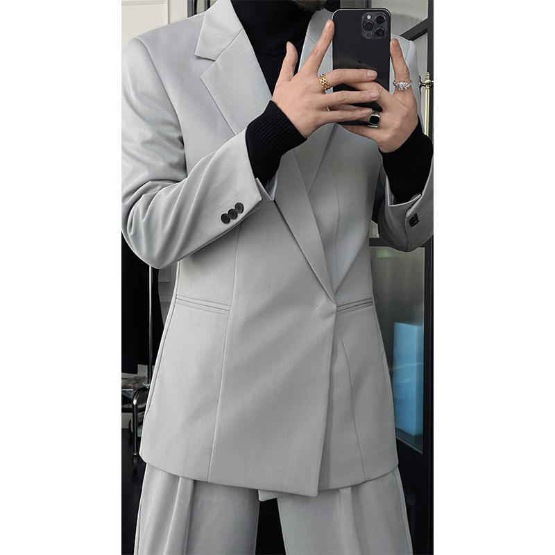 龙叨叨2025春季新品定制款高级感简约西装套装正装修身西服西裤男