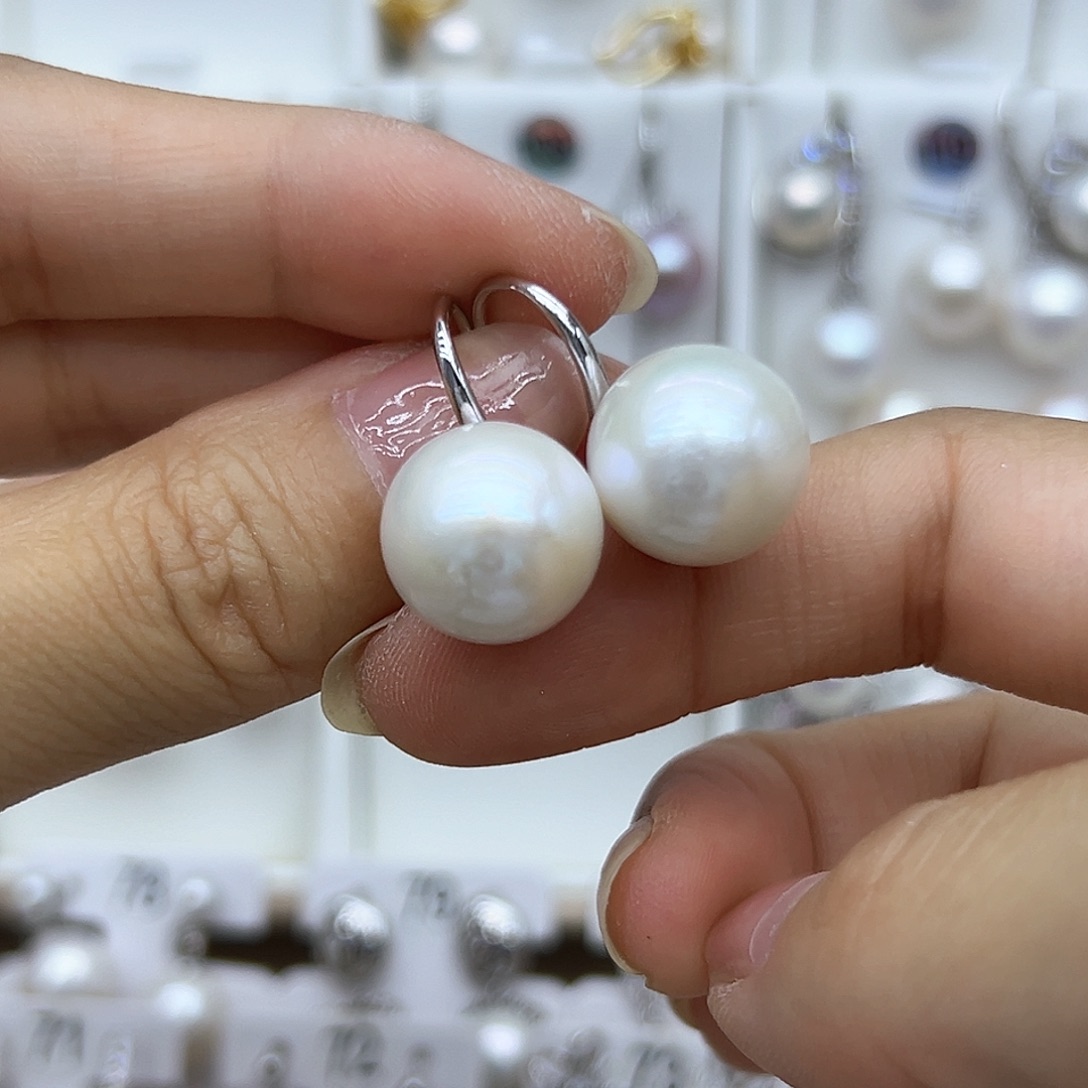 银S925镶嵌耳饰淡水珍珠婷*