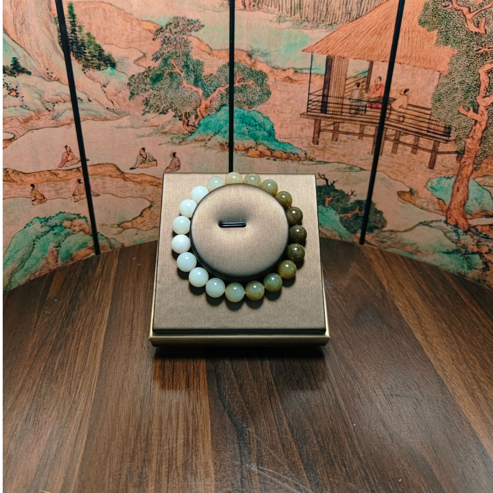 A和田玉渐变圆珠手串1597