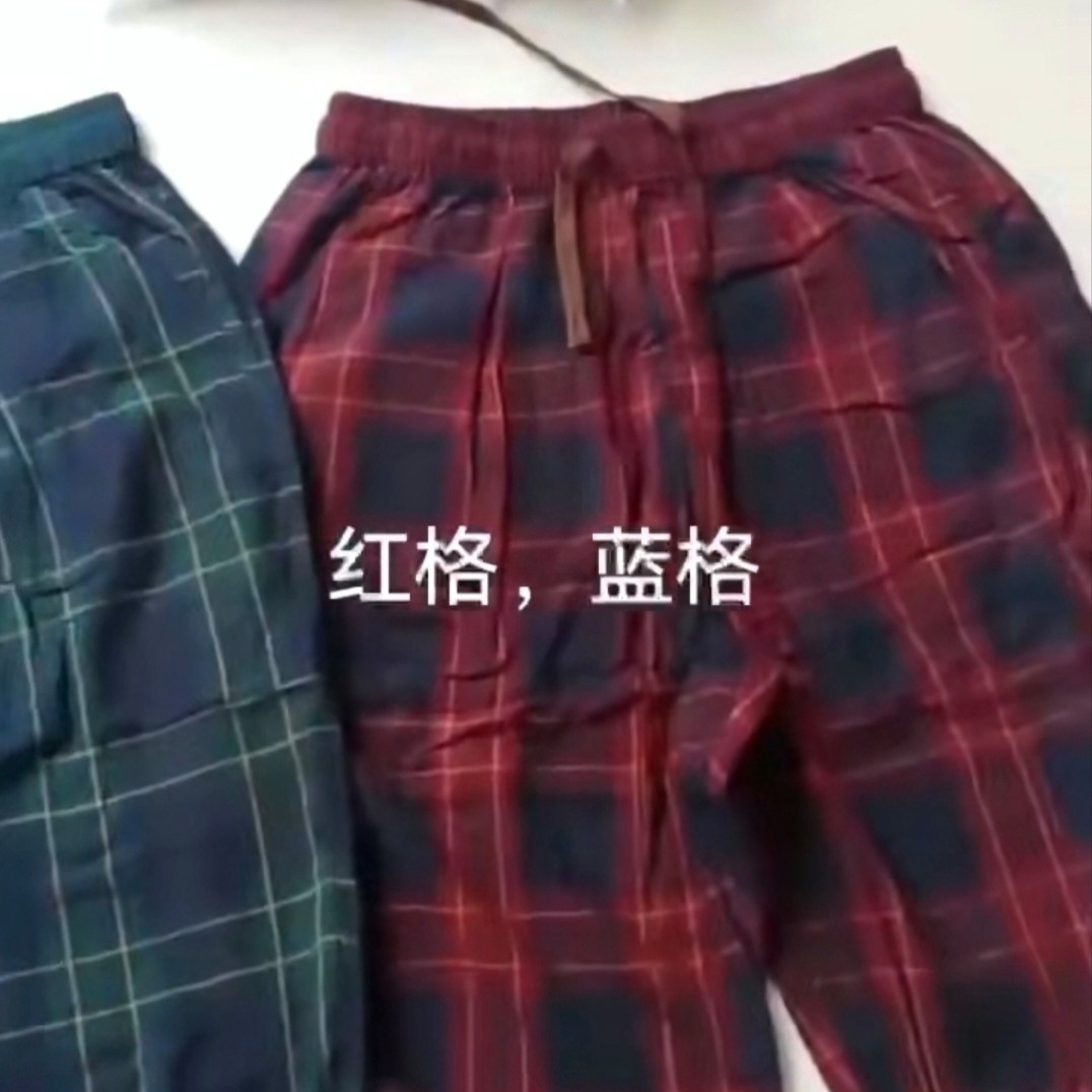 婴儿棉纱撞色格子夏季舒适休闲裤宽松百搭