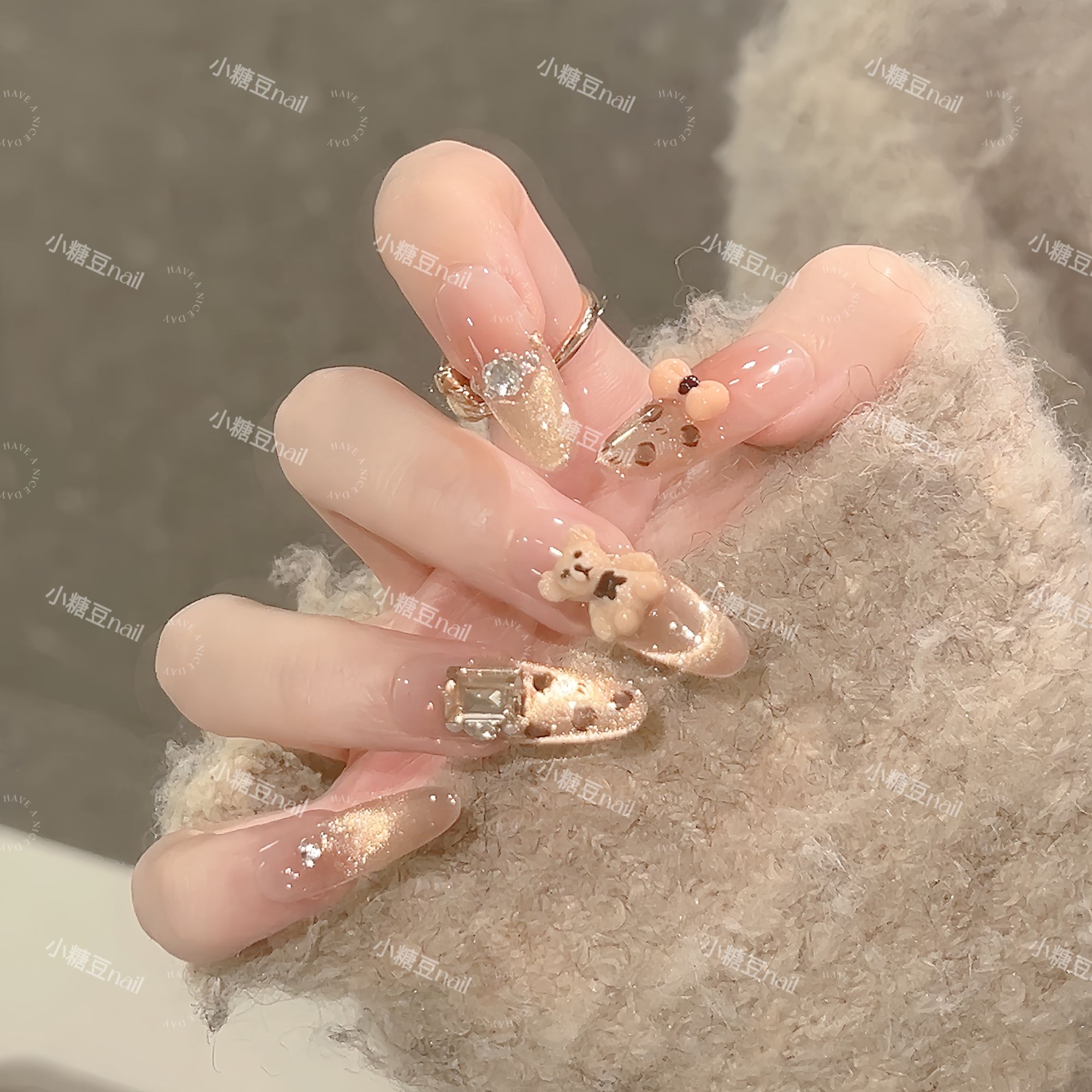 【布朗熊】气质豹纹纯欲猫眼手工穿戴甲四季流行百搭可拆卸