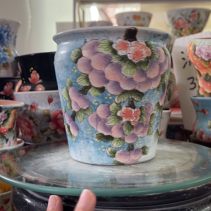 景德镇手绘花盆满38包邮偏远地区除外