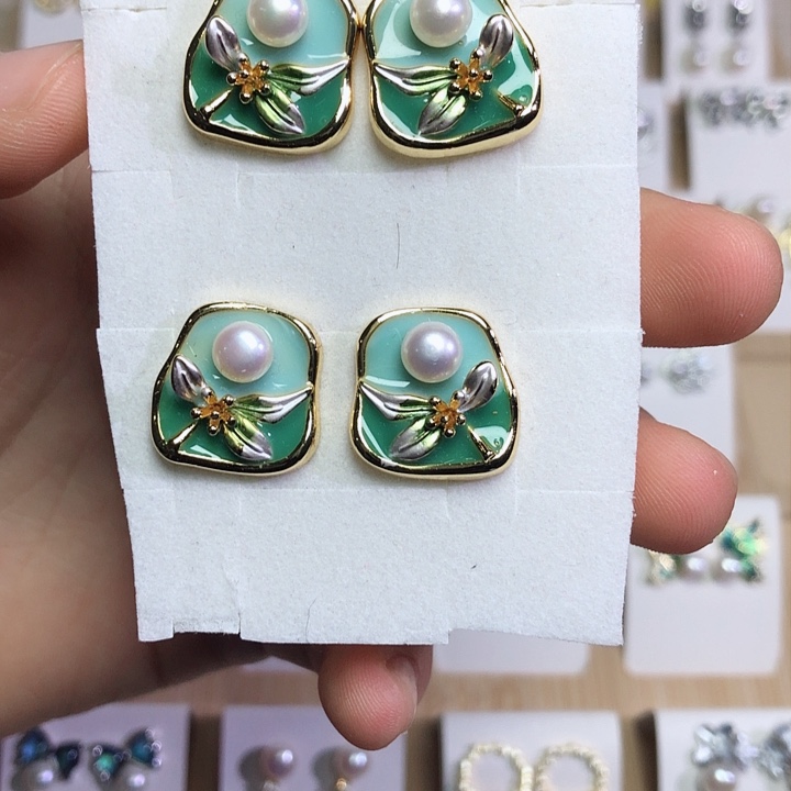 淡水珍珠耳饰银S925镶嵌