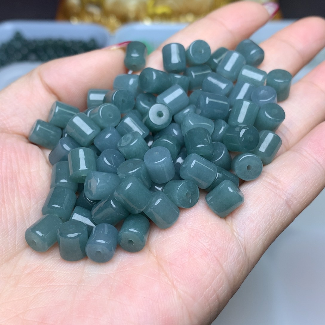 【闪购商品】翡翠手链未镶嵌卡6.6乘7.2冰蓝水老型珠30个