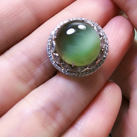和田玉戒指银S925镶嵌
