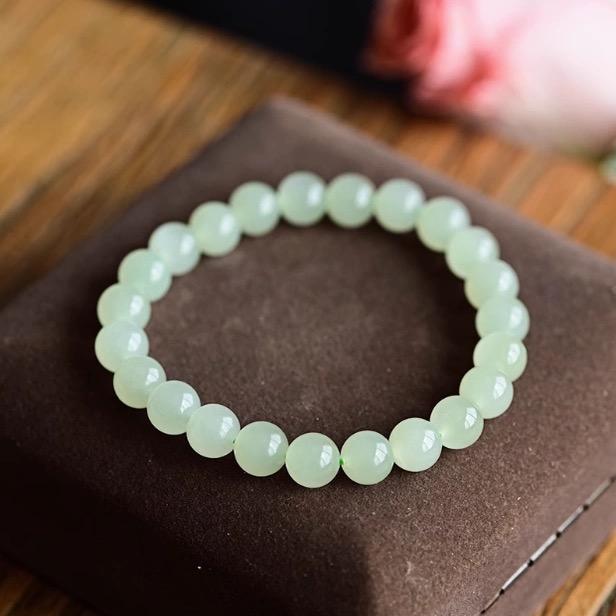 和田玉正品绿晴水手串冰底纯天然圆珠卡8mm（多样性发货拍一发一）