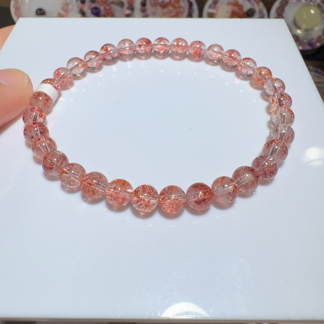 未镶嵌水晶手链5.8mm天然金草莓超七手串