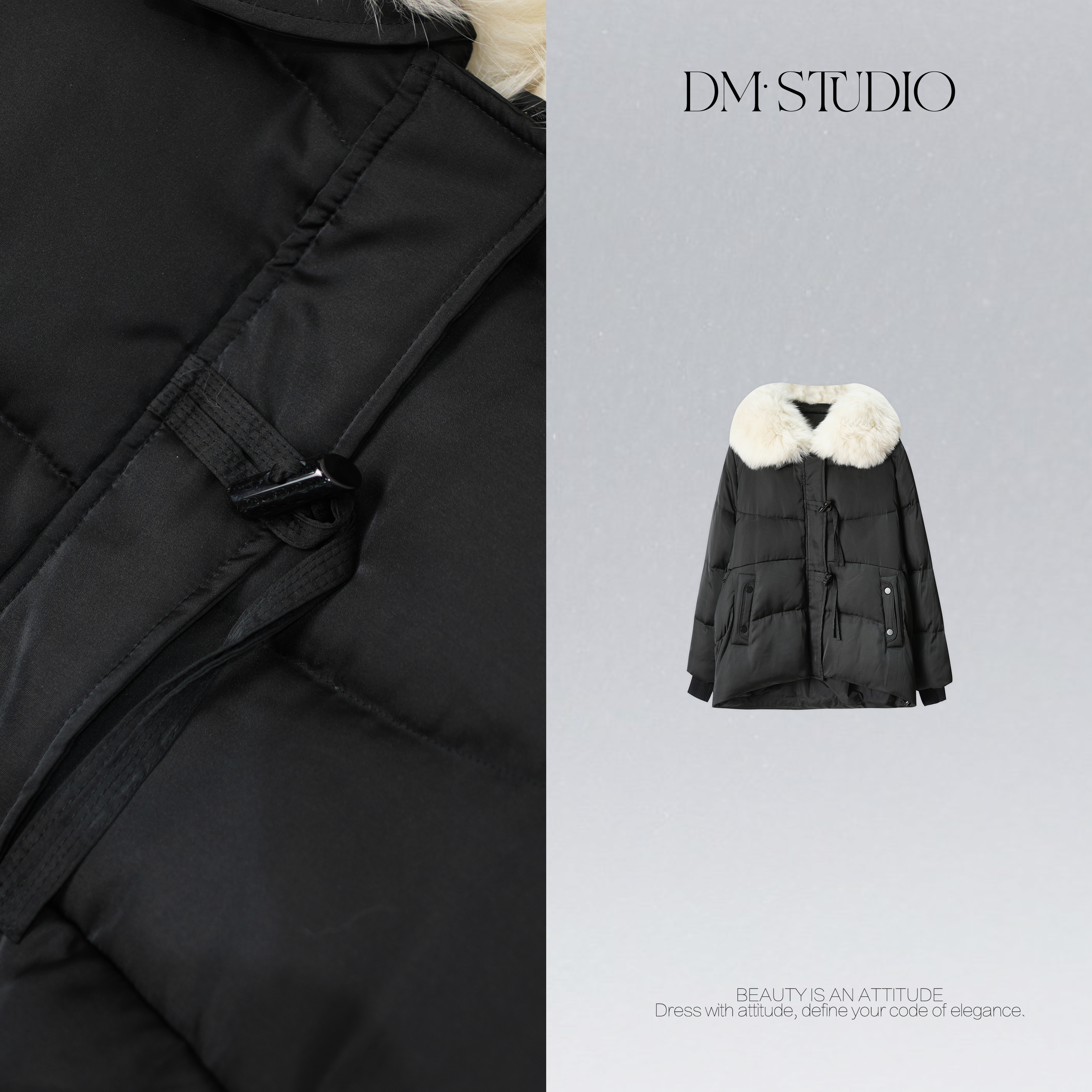 DEDM•STUDIOM/冬季静奢狐狸毛领高蓬90白鹅绒羽绒服2506YRF/35099