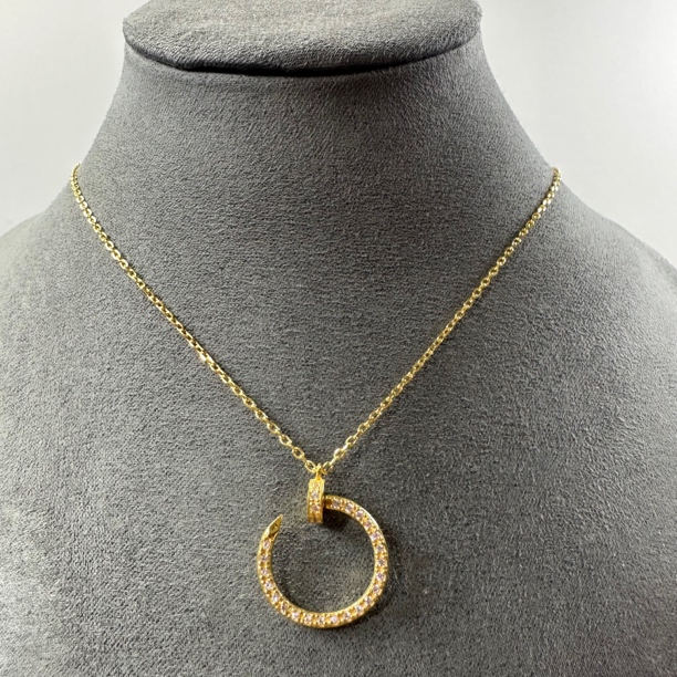 足金999 经典百搭钉子套链 镶嵌