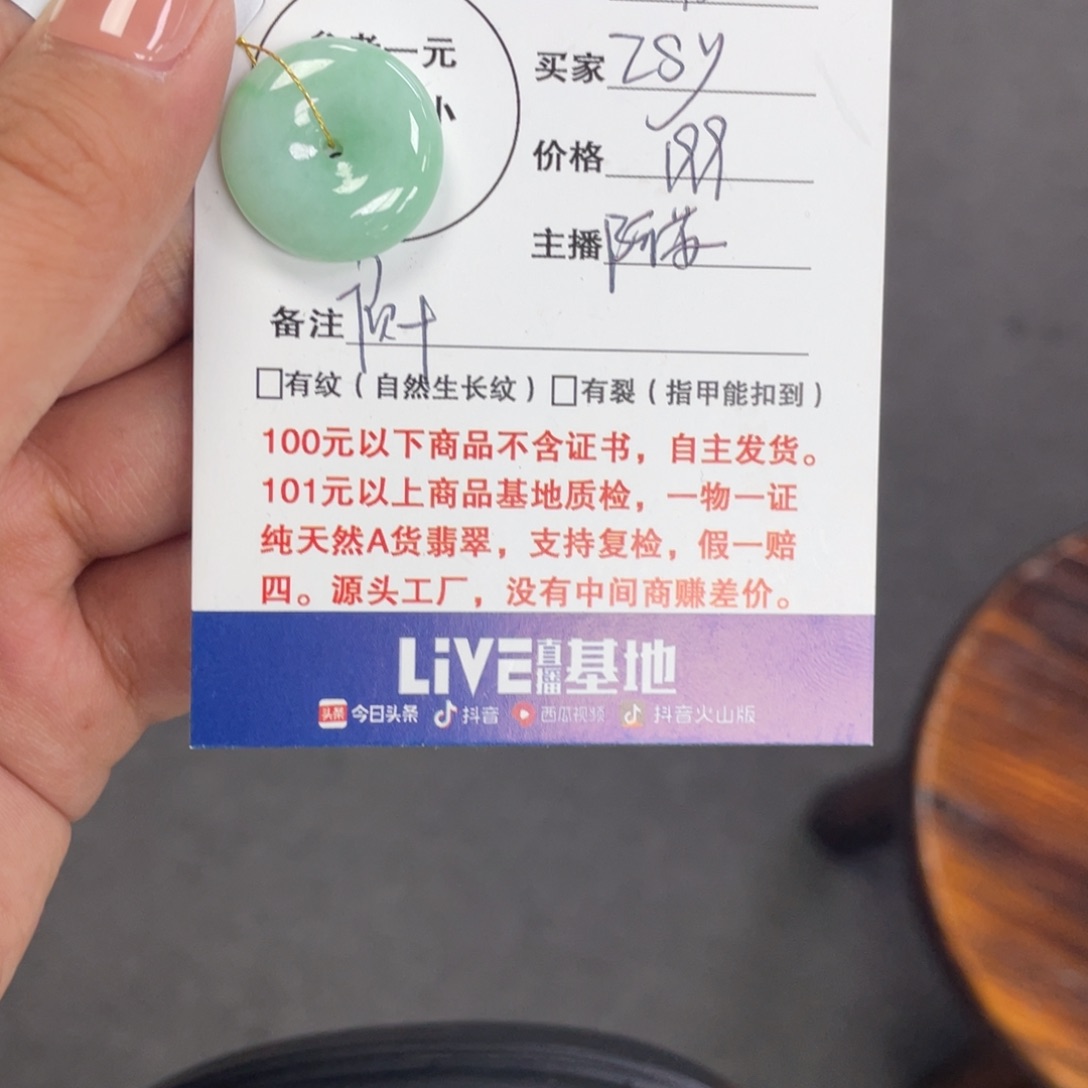翡翠未镶嵌颈饰Z**_平安扣